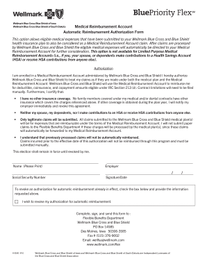 Wellmark Medical Reimbursement Account Authorization Form