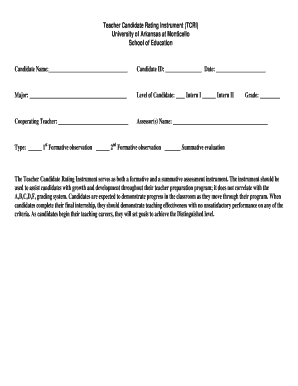 Teacher Candidate Rating Instrument
