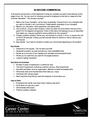 30-Second Commercial Worksheet
