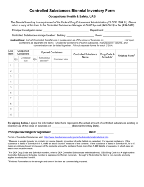 Controlled Substances Biennial Inventory Form