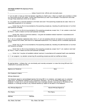 Living Will Advance Directive