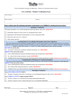 Tufts University Monitor Verification Form