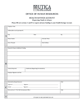 Health Savings Account Advance Request Form