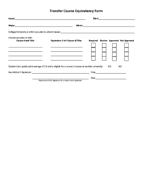 Transfer Course Equivalency Form