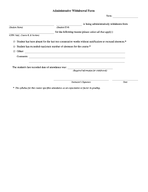 Administrative Withdrawal Form