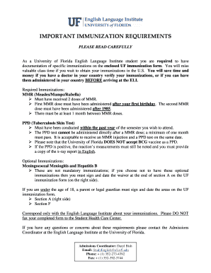 University of Florida Immunization Form