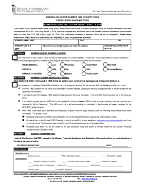 Summer Aid and FWS Request Form