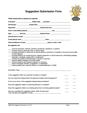 UAMS Employee Suggestion Submission Form