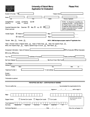 University of Detroit Mercy Graduation Application