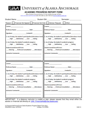 ACADEMIC PROGRESS REPORT FORM - University of Alaska Anchorage - uaa alaska