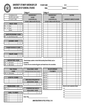 Bachelor of General Studies Degree Plan