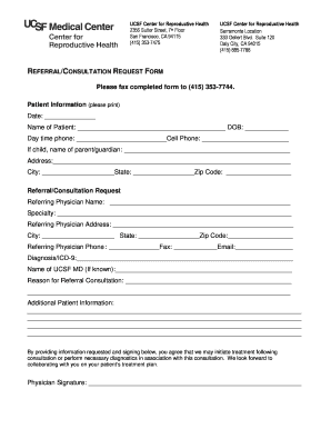 UCSF Reproductive Health Referral Form