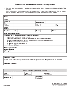 Statement of Intention of Candidacy - Nonpartisan