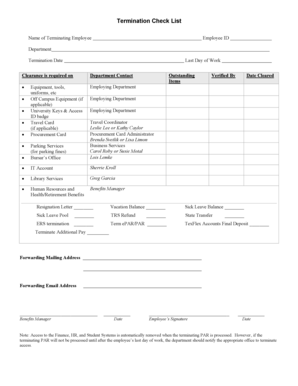 Employee Termination Checklist