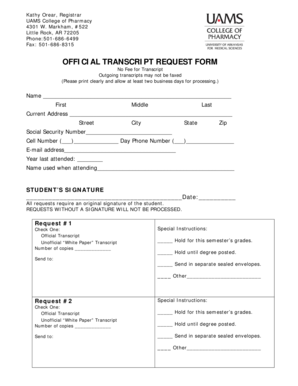 Official Transcript Request Form