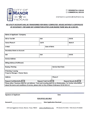 Excel construction templates - NO UTILITY ACCOUNTS WILL BE TRANSFERRED FOR NEWLY