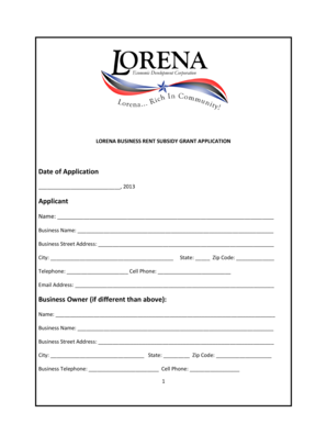 Icds monthly progress report - LORENA BUSINESS RENT SUBSIDY GRANT APPLICATION - ci lorena tx