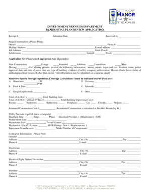 DEVELOPMENT SERVICES DEPARTMENT RESIDENTIAL PLAN REVIEW - cityofmanor