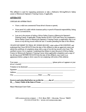 Vehicle repair release form - AFFIDAVIT - Manor Texas - cityofmanor