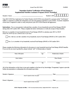 2015-2016 SNAP Verification Form