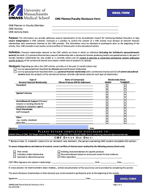 CME Planner Faculty Disclosure Form