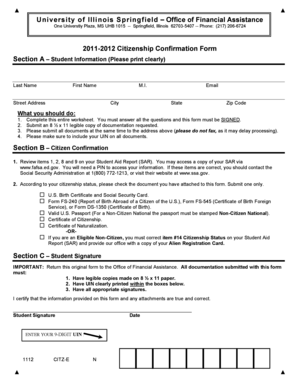 University of Illinois Citizenship Confirmation Form