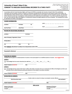 FERPA Consent to Disclose Educational Records
