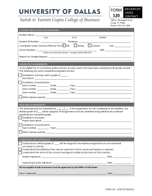 Incomplete Grade Contract