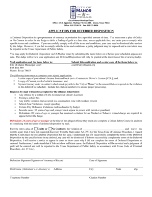 Texas Deferred Disposition Application