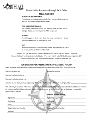 Direct Utility Payment Authorization Form