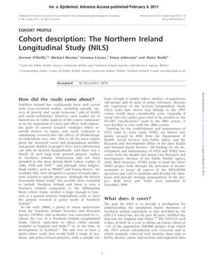 Student weekly progress report sample - Cohort description The Northern Ireland Longitudinal Study NILS - ije oxfordjournals