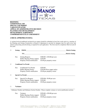 Formal letter address - TO District Zoning Conditional Use Permit Special Use Permit - cityofmanor