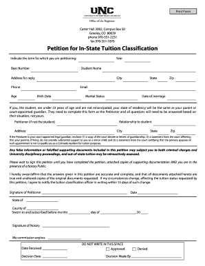 Petition for In-State Tuition Classification