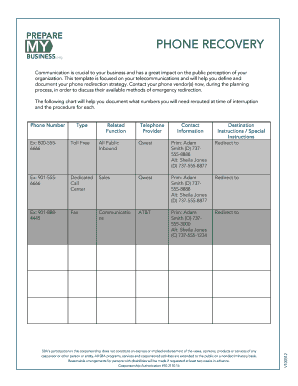 Phone Recovery Plan Template