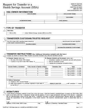 Request for Transfer to a Health Savings Account (HSA)