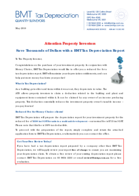 Tax Depreciation Report Application