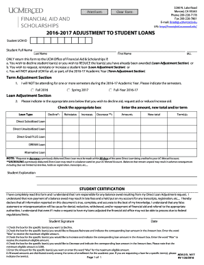UC Merced Loan Adjustment Form