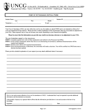 Cost of Attendance Appeal Form