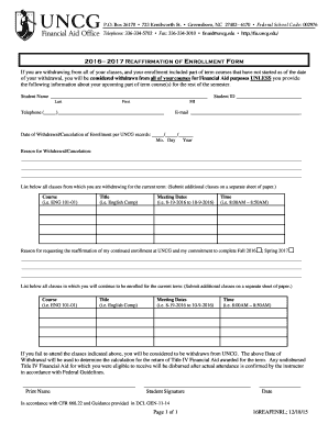 2016-2017 Reaffirmation of Enrollment Form