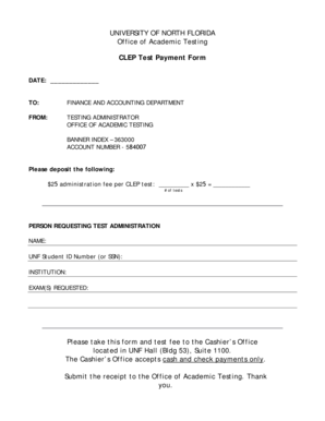 CLEP Test Payment Form