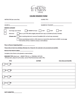 Course Reserve Form