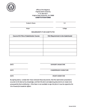 Virginia State University Course Substitution Form