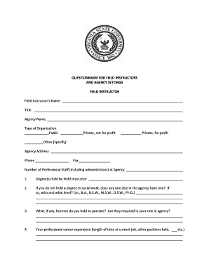 Field Instructor Questionnaire