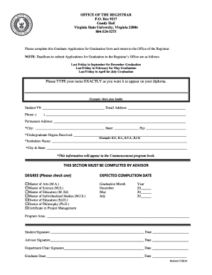 Graduate Application for Graduation