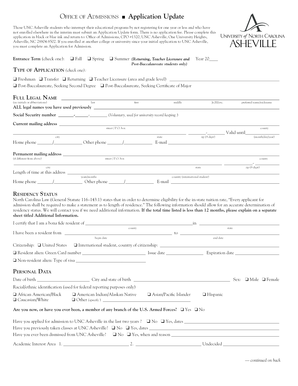 UNC Asheville Application Update Form