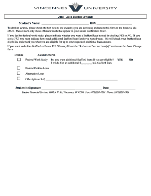 Award Decline Form
