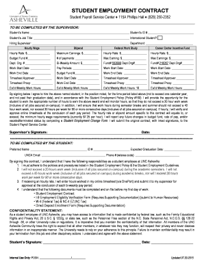 Employment contract - STUDENT EMPLOYMENT CONTRACT - UNC A