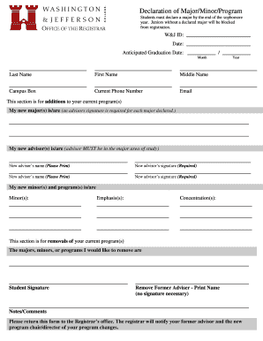 Declaration of Major/Minor/Program