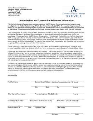 Authorization and Consent for Release of Information