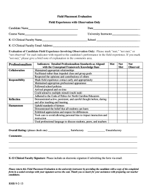 Field Placement Evaluation Form